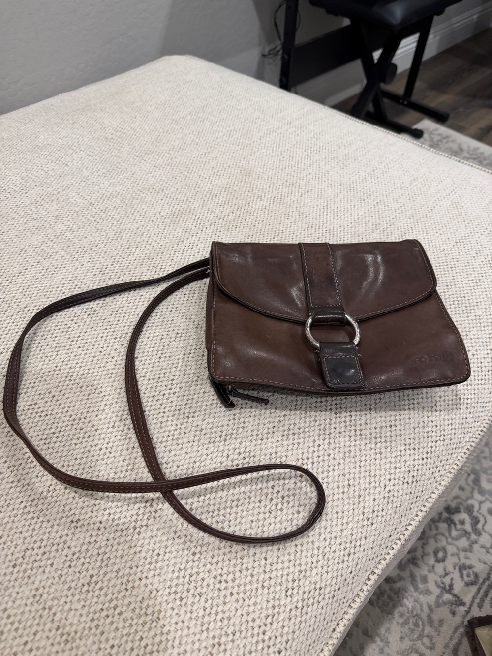 Fossil Brown Leather Ring-Accent Crossbody